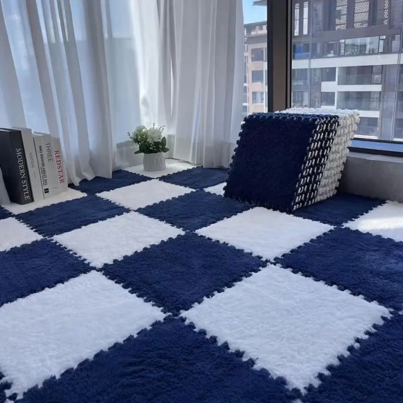 10Pcs Playmat Soft and Fluffy Interlocking Floor Tiles Machine Washable Suitable for Family Playroom Bedroom Home Decor Rug