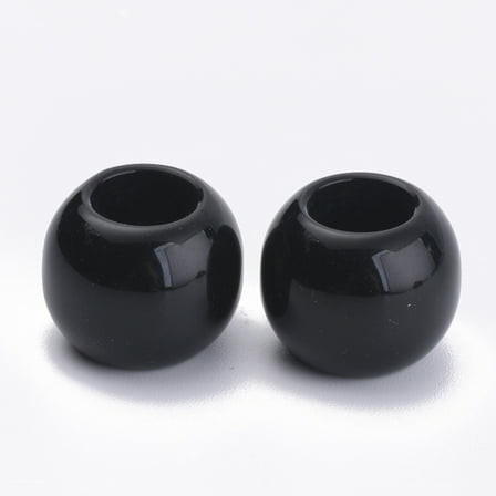 Opaque Acrylic Beads Large Hole Beads Round Black 10x8mm Hole: 5mm