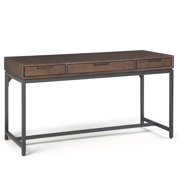 Banting 60 inch Wide Solid Wood Industrial Mid Century Desk in Walnut Brown