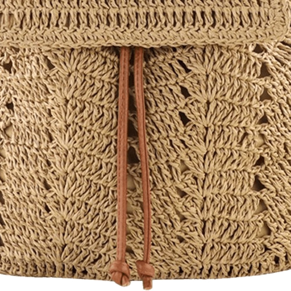 Women's Straw Backpack Summer Boho Bohemian Hollow Shoulder Bag Hobo Crochet Woven Travel Bags for Women Knitted Beach Back Pack