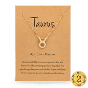 D2M 18K Gold Plated Zodiac Taurus Necklace, Jewelry, Length 18', Unisex Teen/Adult