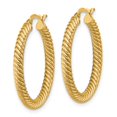 thumbnail image 2 of Primal Gold 14 Karat Yellow Gold 3x20mm Twisted Round Omega Back Hoop Earrings, 2 of 4
