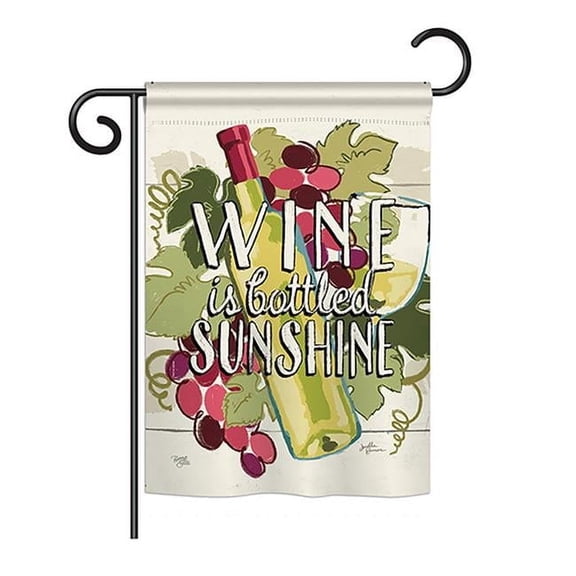 Breeze Decor BD-WI-G-117047-IP-BO-DS02-US 13 x 18.5 in. Wine is Sunshine Happy Hour & Drinks - Everyday Wine Impressions, Decorative Vertical Garden Flag