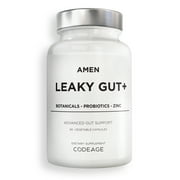 Amen Leaky Gut, L-Glutamine, Zinc, Turmeric, Licorice, Probiotic & Prebiotic Vegan Supplement, 90 ct