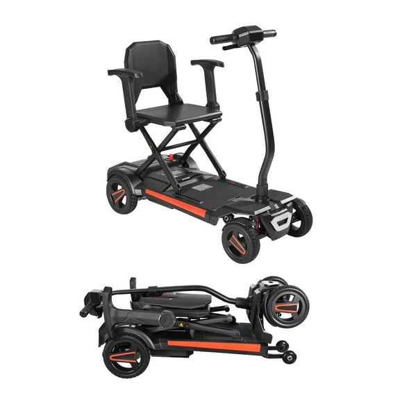 KFFKFF 4-Wheel Electric Mobility Scooter for Adults and Seniors, Automatic Folding Design with Remote Control, NFC Keys, Extended Range, 265 lbs Capacity, All-Terrain Travel Scooter