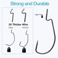 thumbnail image 2 of Fishing Hooks Set Bass Worm Hooks, 50pcs Fishing Worm Hooks Offset Hooks High Carbon Steel Wide Gap Bass Hooks for Bass Trout Salmon Freshwater Saltwater, 2 of 7