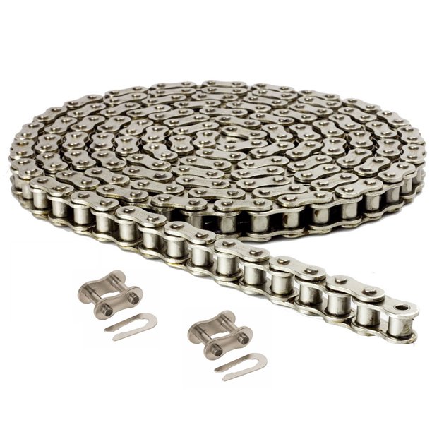 40NP Nickel Plated Roller Chain 10 Feet with 2 Connecting Links Anti