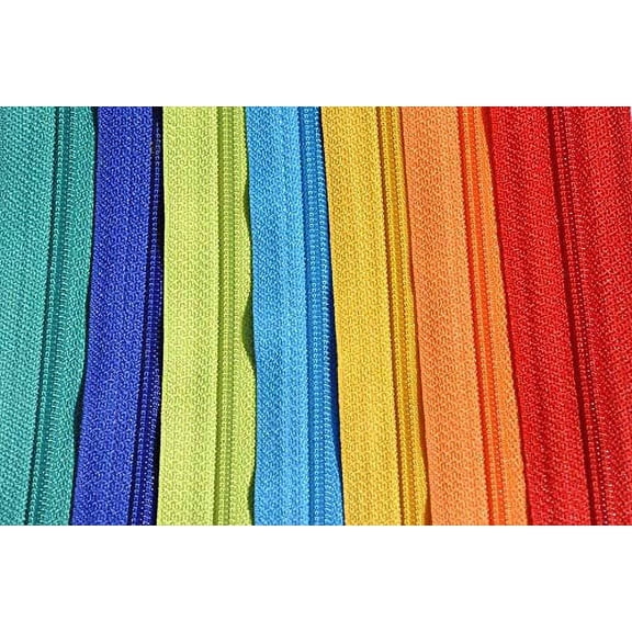 YKK 14" Handbag Zipper Assorted Season Colors #4.5 with Extra-Long Pull (10 Zippers/Pack) (14" Inches)