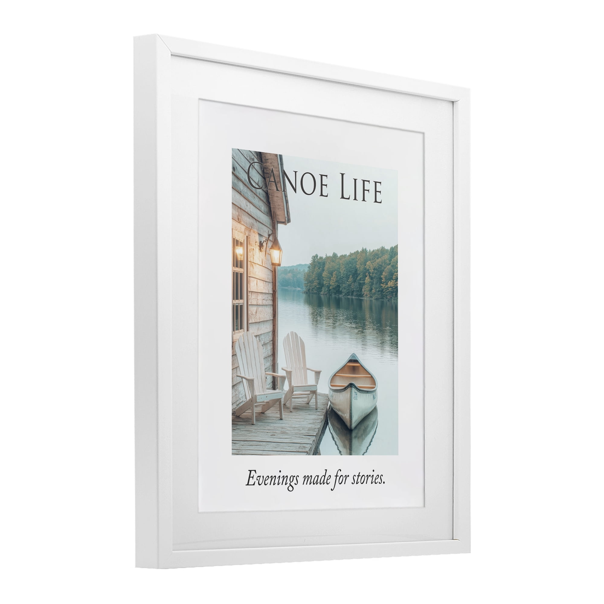 Stupell Industries Canoe Life Quote White Framed Print Under Glass, design by A Barefoot Stylist