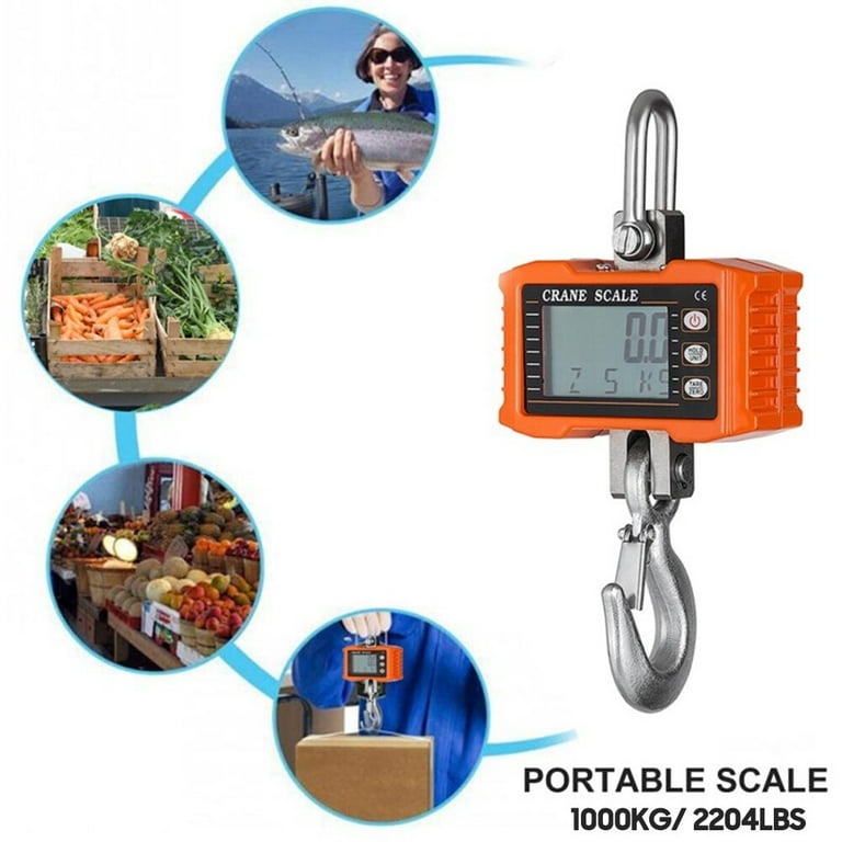 Klau Digital Hanging Scale High Precision Sensor 300 kg / 600 lb OCS-L  Heavy Duty Industrial Crane Scales Smart Hoist Orange for Home Indoor Farm