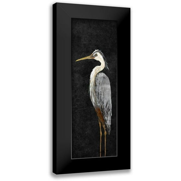 DeRice, Julie 7x14 Black Modern Framed Museum Art Print Titled - Heron on Black I
