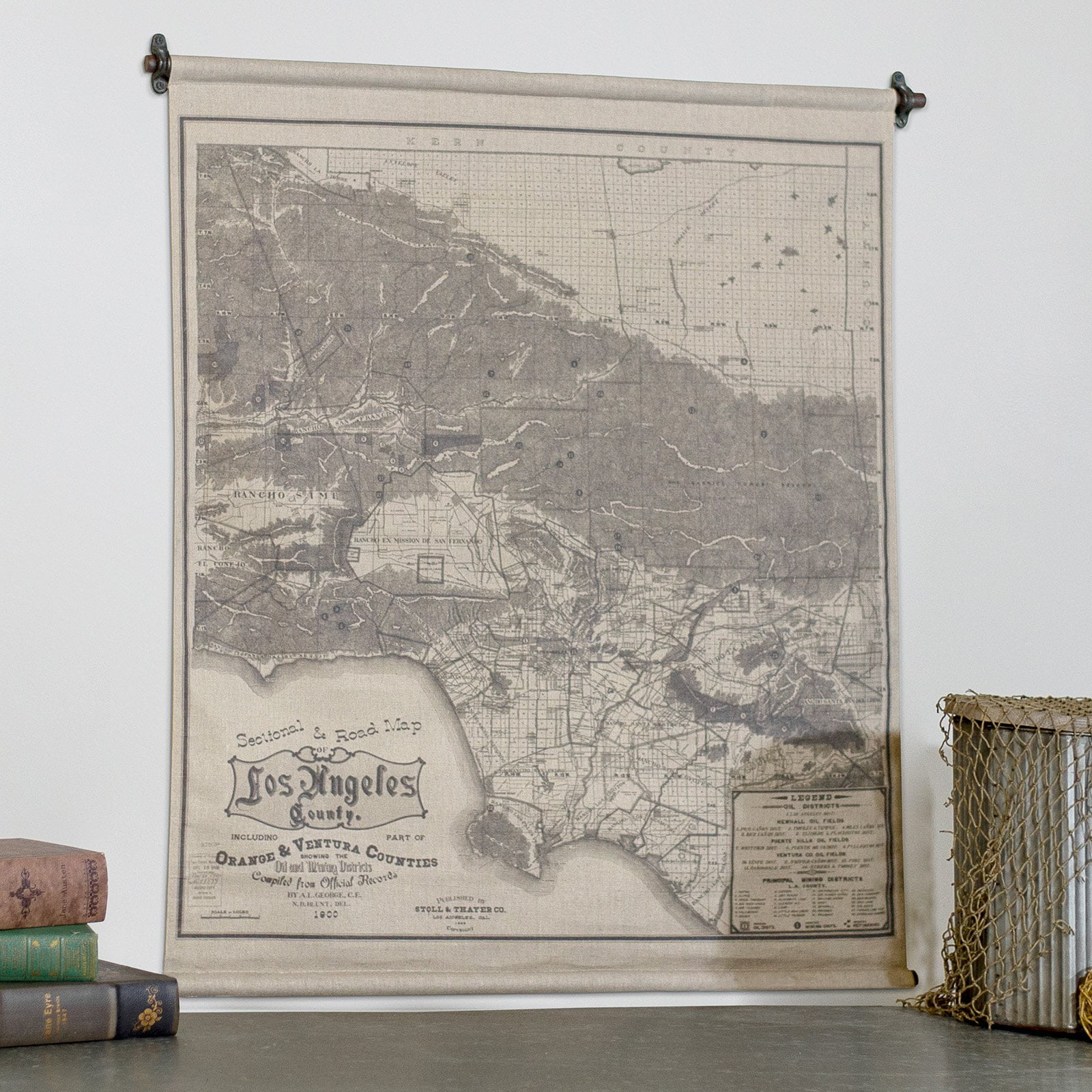 American Mercantile Hanging Map of Los Angeles Wall Art