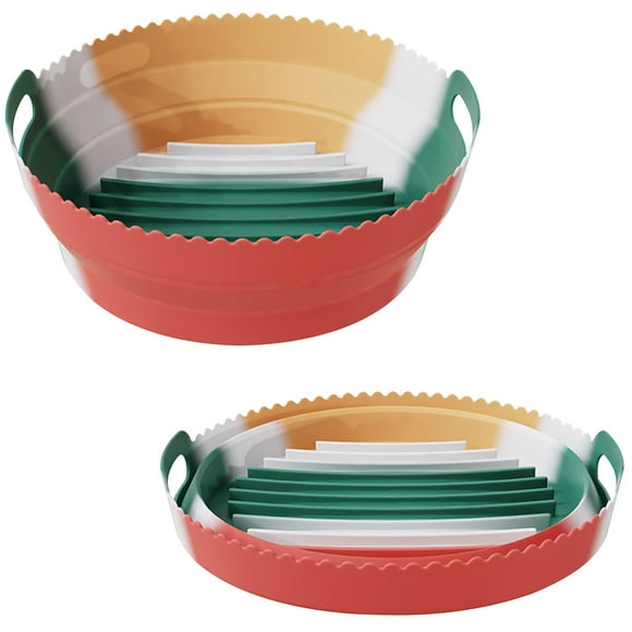 Fiudx Cesta para Freidora Plegable, Diseño Compacto, Cocina Ecológica, Apta para Lavavajillas, Freír Sin Quemar, Compatible con 8,5 Pulgadas, Limpieza Sin Grasa, Material de Silicona Segura, Tamaño 2
