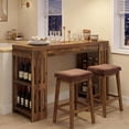thumbnail image 5 of Tribesigns 63" Bar Table with Wine Rack, Large Wooden Bistro Pub Table, Home Bar Unit with Storage Shelves for Dining Room, Living Room, Kitchen, Brown, 5 of 7