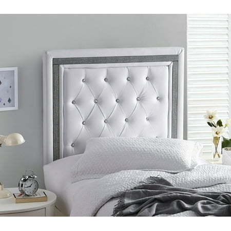 Allure Headboard - Tavira Allure College Dorm Headboard - White with Black Crystal Border