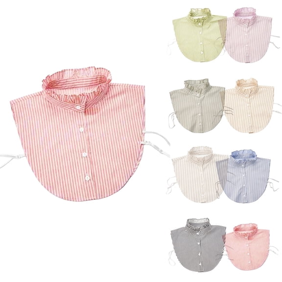 Striped Detachable Collar Half High Collar Shirt Red Christmas Holiday Fashion Accessory