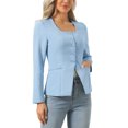 thumbnail image 4 of INSPIRE CHIC Business Casual Blazers for Women Button Down Scoop Neck Long Sleeve Office Work Blazer Jackets with Pockets S Gray Blue, 4 of 6