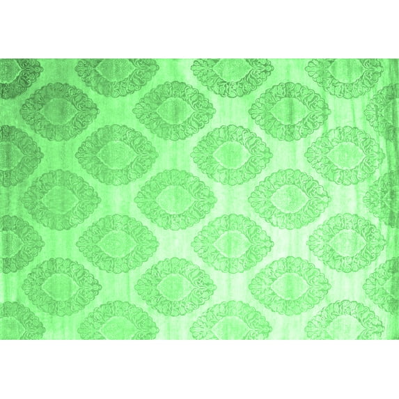 Ahgly Company Indoor Rectangle Abstract Emerald Green Contemporary Area Rugs, 3' x 5'