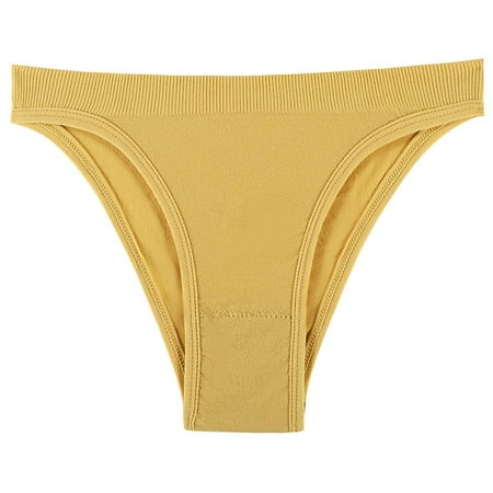 

Summer Savings! Zpanxa Womens Underwear Sports Thong Large Size Seamless Sexy Elastic T-pants Womens Seamless Solid Color Comfortable Low-waist Panty Yellow M