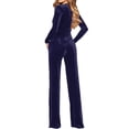 thumbnail image 3 of Classic Style Women Velvet Overalls Long Sleeve V Neck for Fall Fashion, 3 of 10