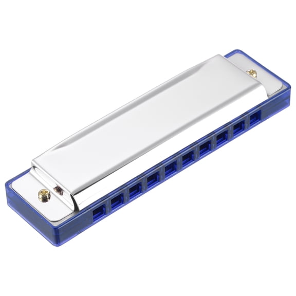Uxcell Harmonica 10 Holes 20 Tone C Key Harmonica Mouth Musical Instruments Toy for Adults Beginner Educational (Blue Silver)