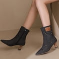 thumbnail image 2 of dmqupv Cowboy Western Stitched Boots Women Cowgirl Boots Pointy Toe Knee High Boots for Women Ankle Booties Black Size 42, 2 of 5