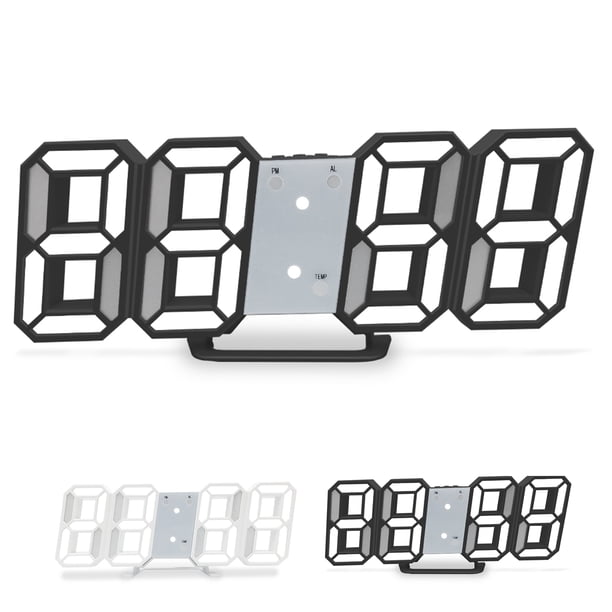 Reloj Reloj Despertador Digital Reloj De Pared Digital LED 3D Hora Fecha Temperatura Pantalla Brillo Ajustable