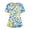 Blue, variant on Scrub Tops Women V Neck Short Sleeve Plus Size Scrub Shirts Hawaiian Tropic Nurse Scrubs Stretchy Summer Holiday Trendy Uniform Shirts With Pockets Sky Blue 4XL