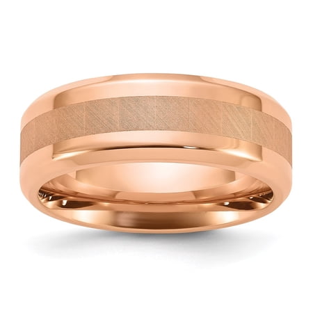 Auriga Fine Jewelry Stainless Steel Polished Rose IP-plated with Brushed Center 8mm Men s Band