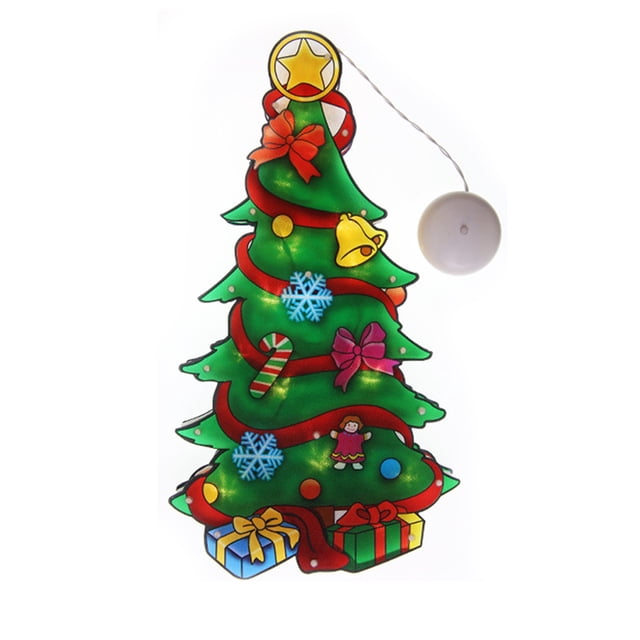 Bearachild Luces de decoración de Navidad Adornos de ventana Luces de Navidad con ganchos de ventosa Fuente de alimentación de 3X AAA para Kits de decoración para fiestas No.04 Bearachild HA008366-04