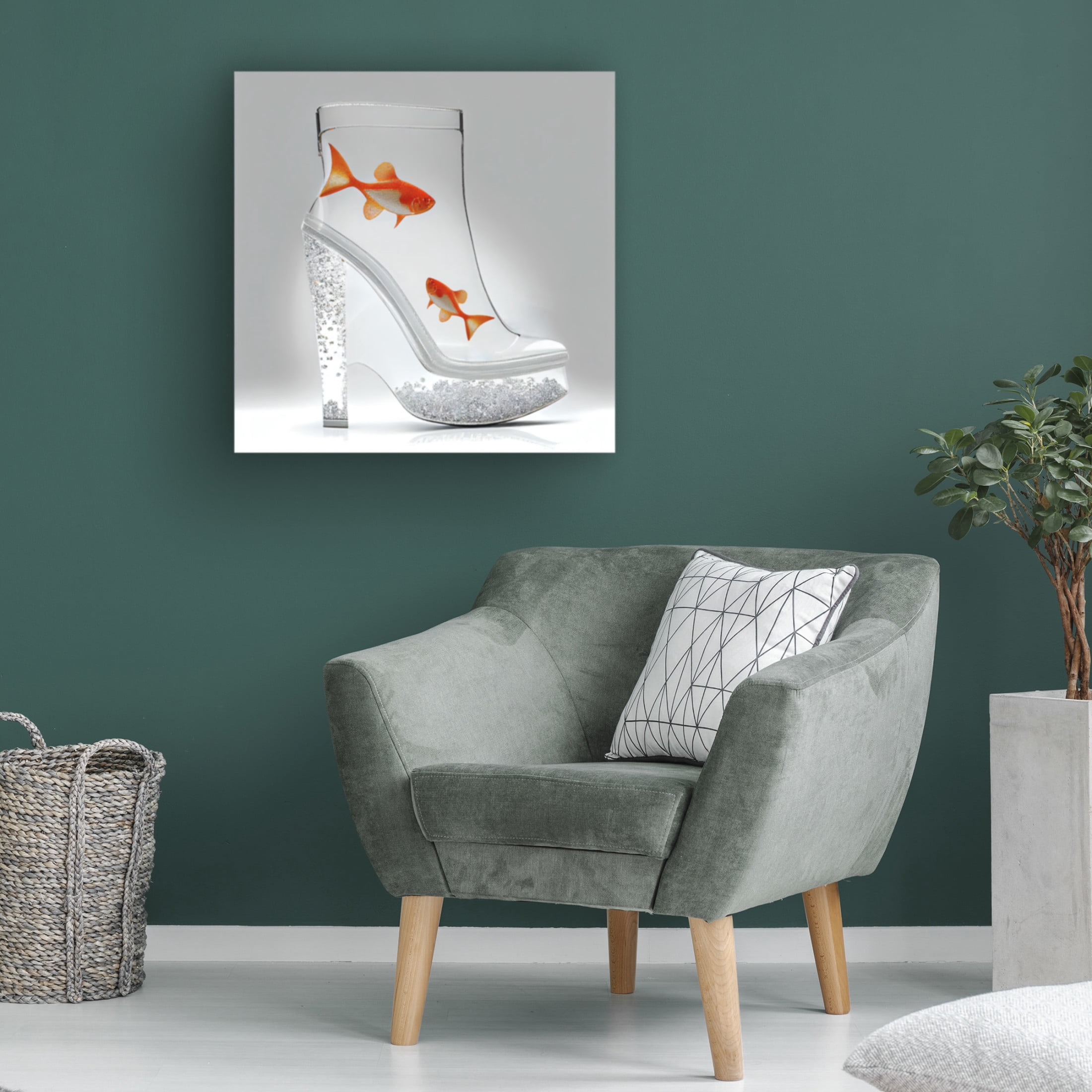 Canvas Wall Art - Sasha 'Sparkle Fish II' Wall Art for Living Room, Bedroom, or Office Décor by Trademark Fine Art - 18 x 18 Inches