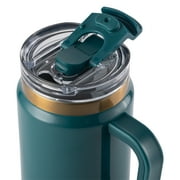 Thyme & Table 32 fl oz Stainless Steel Luna Tumbler with Handle and Dual Straw Lid, Teal