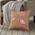 thumbnail image 2 of Greendale Home Fashions 20" x 20" Pink and Orange Paisley Applique Burlap Decorative Pillow, 2 of 4