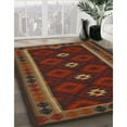 thumbnail image 3 of Ahgly Company Machine Washable Indoor Round Contemporary Red Brown Area Rugs, 6' Round, 3 of 7