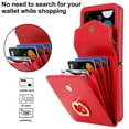 thumbnail image 3 of Allytech Galaxy Z Flip 4 Case + 1 Pcs Camera Lens Screen Protector, Multiple Cards Holder Ring Stand Crossbody Shoulder Strap Wallet Case Cover for Samsung Galaxy Z Flip 4 5G - Red, 3 of 9