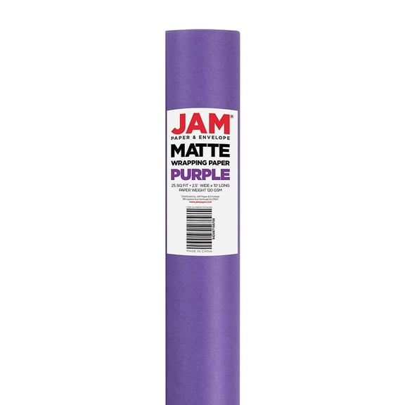 JAM Paper Purple Matte Wrapping Paper, All Occasion, 25 Sq. ft, 1/Pack