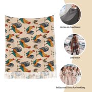 Rateoe Rooster Women's Traditional Scarf Wrap Tassel Shawl Fringes Neck Head Shawl Retro Scarf