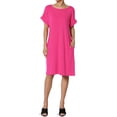 thumbnail image 1 of Robe T-Shirt Midi Longueur Genou à Manches Courtes Ajustée pour Femmes Grande Taille, 1 of 6