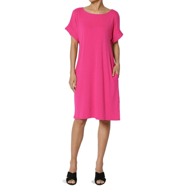 Robe T-Shirt Midi Longueur Genou à Manches Courtes Ajustée pour Femmes Grande Taille