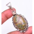 thumbnail image 2 of Natural Rhyolite & Smokey Quartz 925 Sterling Silver Jewelry Pendant 2.4", Jasper Pendant, Gemstone Pendant, 2 of 3