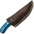 thumbnail image 7 of Bilot 7" Drop Point Damascus Steel Fixed Blade Knife Perfect for Skinning & Hunting with Blue Dyed Bone handle includes Leather Sheath, 7 of 7