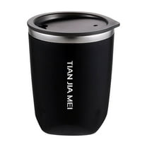 10 Oz Lidded Water Cup, Stainless Steel Vacuum Insulated Tumbler, for Home, Kitchen, and Outdoor Use, Keeps Cold and Hot Drinks, Simple Solid Color Design,Black
