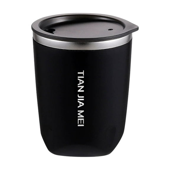 10 Oz Lidded Water Cup, Stainless Steel Vacuum Insulated Tumbler, for Home, Kitchen, and Outdoor Use, Keeps Cold and Hot Drinks, Simple Solid Color Design,Black