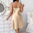 thumbnail image 4 of AHMOMEI Women's Plus Size Satin Nightgown, Cowl Neck Spaghetti Strap Sleep Dress, Silky Loungewear for Home and Sleep Khaki 4XL, 4 of 4