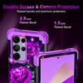 thumbnail image 4 of Casetego for Samsung Galaxy S25 Ultra 5G Case,Glow in The Dark Three Layer Heavy Duty Sturdy Shockproof Protection Rugged Hard PC+Soft TPU Bumper Case for Galaxy S25 Ultra,Shiny Purple Rose, 4 of 8