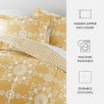 thumbnail image 5 of Noble Linens 3-Piece Yellow Daisy Medallion Reversible Print Comforter Set, King/CalKing, 5 of 13