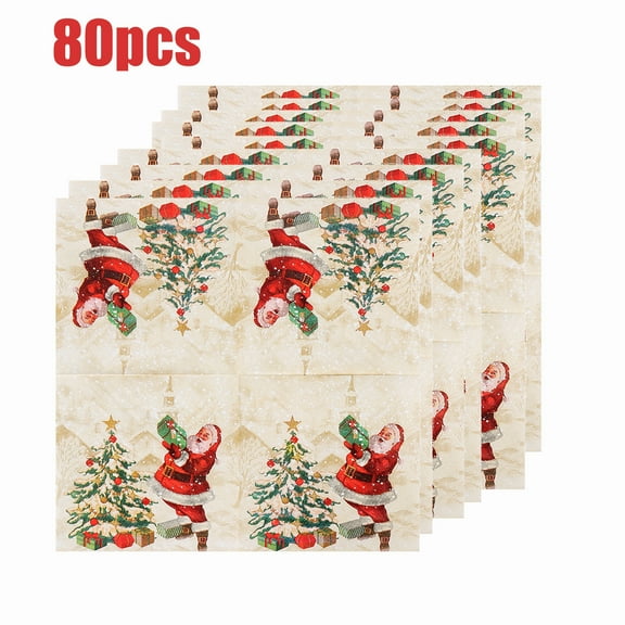 KOYPTL 80 Pcs Christmas Cocktail Paper Napkins,Xmas Tree Snowflakes Disposable Guest Napkins 3-Ply Winter Party Hand Towels for Holiday New Year Christmas Party Supplies Christmas Table Home Decor