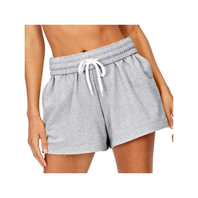 Innerwin Summer Beach Shorts Drawstring Ladies Short Hot Pants Sport Solid Color Breathable Mini Pant Gray S