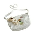 thumbnail image 1 of Canvas Bag Cute Cartoon Bear Doll Single Shoulder Ins Literary Schoolbag for Female Students White, 1 of 5