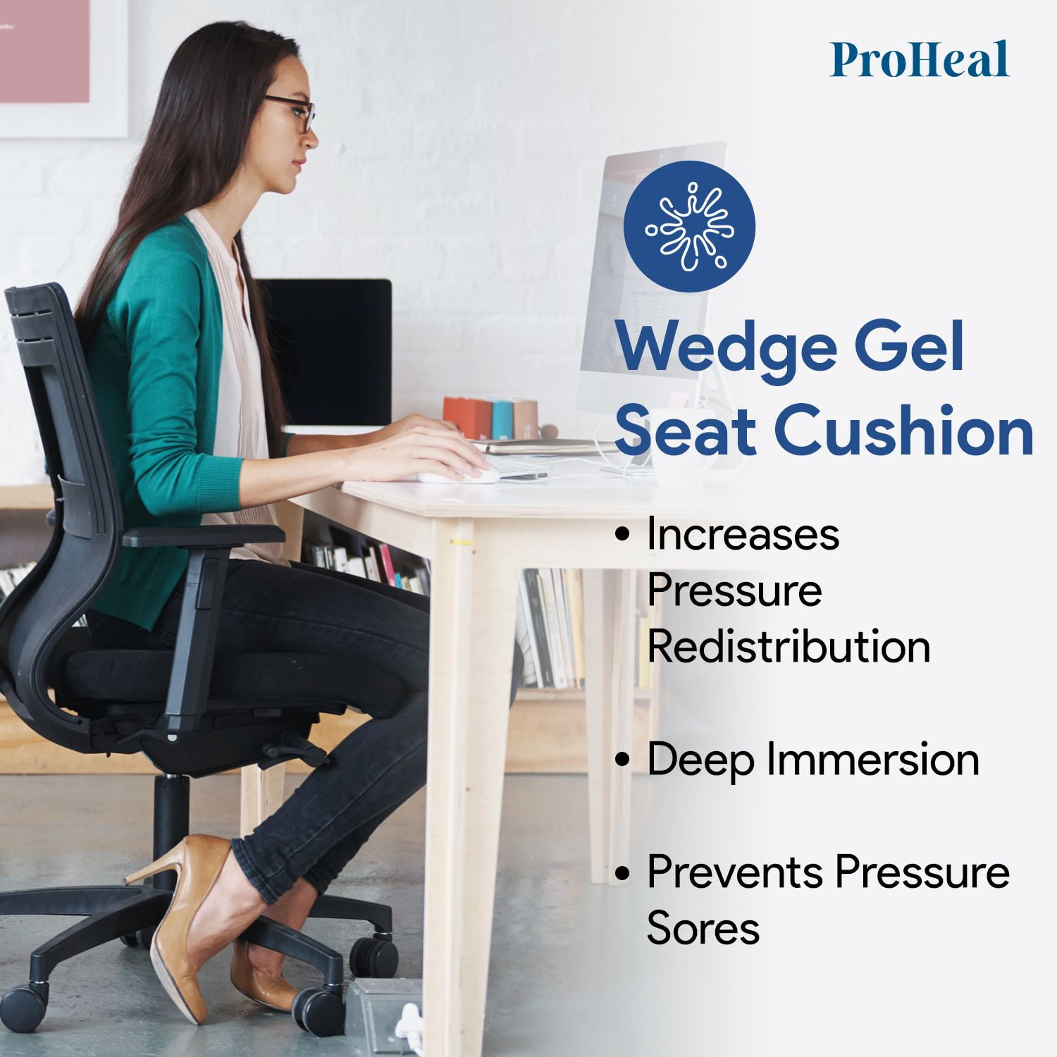 Proheal Gel-infused Foam Wedge Wheelchair Seat Cushion, 2 - 4 Height -  Immersion Gel For Pressure Redistribution : Target